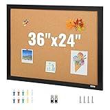 VEVOR Cork Board for Office, 36" x 24" Bulletin Board for Wall, Vision Board Push Pin Board with Framed for Office Home and School