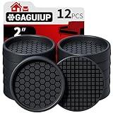 Non Slip Furniture Pads - 2" Anti Skid Caster Cups, 12PCS Round Furniture Coasters for Hardwood Floors, Anti Slide Furniture Cup Bed Couch Floor Protectors,Furniture Stoppers to Prevent Sliding(Black)
