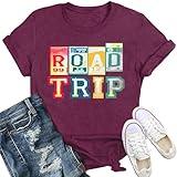 IFQ Womens Road Trip Shirt Getaway Travel Camping Crewneck T-Shirt Outdoor Hiking Tee Purple