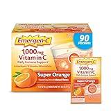 Emergen-C 1000mg Vitamin C Powder for Daily Immune Support Caffeine Free Vitamin C Supplements with Zinc and Manganese, B Vitamins and Electrolytes, Super Orange Flavor - 90 Count/3 Month Supply