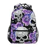 ZZKKO Day of the Dead Sugar Skull Flower Boys Girls School Computer Backpacks Book Bag Travel Hiking Camping Daypack