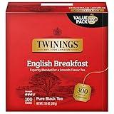 Twinings English Breakfast Black Tea Individually Wrapped Bags, 100 Count (Pack of 1), Smooth, Flavourful, and Robust, Caffeinated, Enjoy Hot or Iced, 100 Teabags