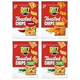 RITZ Toasted Chips Variety Pack,Cheddar, Sour Cream and Onion, and Original Crackers, Party Snacks, Bulk Snacks, 4 Bags