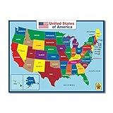 United State Map Laminated Poster -Double Side Educational Poster For Kids/Adults -18 x 24 inch Waterproof Map For Home Classroom