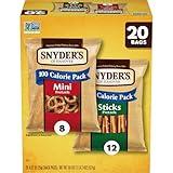 Snyder's of Hanover Pretzels, Minis and Sticks 100 Calorie Packs, 20 Ct Variety Pack