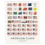 Pop Chart | History of American Flags | 16" x 20" Art Poster | Complete Timeline of Every American Flag | Wall Decor for Home, History or Social Studies Classroom | 100% Made in the US