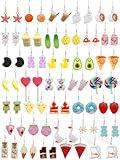 36 Pairs Fun Cute Earrings Set Weird Cool Funky Aesthetic Drop Dangle Earrings for Teen Girls Women Jewelry Gift