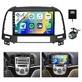 [2+64G] Android 13 Car Stereo for Hyundai Santa Fe 2006-2012 with Wireless Carplay&Android Auto,9 Inch Touch Screen Car Radio with GPS WiFi Bluetooth FM/RDS Radio HiFi SWC AUX-in+AHD Backup Camera
