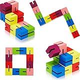 6 Pcs Wooden Fidget Toy Twist Block Cubes Puzzle Sensory Toys Fidget Cubes for Teens Party Favors for Boys and Girls