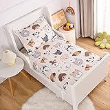 KWLOVER 2PCS Soft Fitted Sheet and Pillowcase Set - Doggy Printed Puppy Pattern Design Sheets for Kids Teens Twin Size Bed