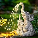 GIGALUMI Solar Garden Outdoor Statues for Women, Mom, Grandma. Elephant Figurine Housewarming and Birthday Gifts Outdoor Statue Light Decor Ornament for Backyard, Patio, Balcony, Lawn, Pond