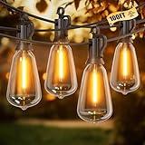 Brightown Outdoor String Lights, 100FT ST38 LED Patio Lights Shatterproof, Dimmable IP65 Waterproof Connectable Hanging Outdoor Light for Backyard, Porch, Deck, Balcony, 2700K