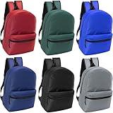 24-Pack 15" Backpacks for Kids - Bookbags in Bulk for Elementary, Middle, and High School Students, 6 Assorted Colors