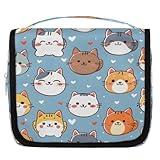 Lakiniss Cute Colorful Animal Cat Hanging Toiletry Bag Waterproof Makeup Cosmetic Bag Travel Bag Organizer for Accessories Shampoo Full Sized Container Travel-Essentials Toiletry Bag