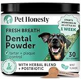 Dog Breath Freshener Dental Powder for Teeth Cleaning Plaque Off, Dental Care for Dogs, Tartar Remover for Teeth with Natural Herbal Blend + Postbiotics (Mint - 30 Servings)