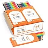 Shuttle Art 144 PCS Colored Pencils Bulk, 12 Assorted Colors, Pack of 12, Break-Resistant, Pre-sharpened Colored Pencils for Kids, Bulk Pack School Supplies for Teachers & Students