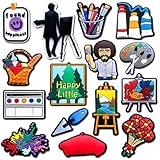 Euphaglaia 15Pcs Art Charms for Clog Shoes Decoration, Artist Painting Drawing Charms Accessories for Men Women