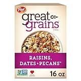 Great Grains Raisins Dates and Pecans Breakfast Cereal, Raisin Cereal with Sweet Dates and Granola Clusters, Non-GMO Project Verified, 16 OZ Box