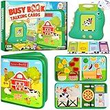 Quanquer Farm Busy Book With Talking Flash Cards for Toddlers 1-3 - Montessori Busy Board for Boy Girl Birthday Gift - Learning Educational Toys with 224 Sight Words - Airplane Car Toddler Travel Toys