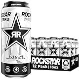 Rockstar Pure Zero Energy Drink, Silver Ice, 0 Sugar, with Caffeine and Taurine, 16oz Cans (Pack of 12) (Packaging May Vary)