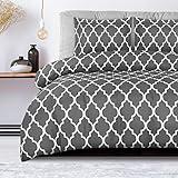 Utopia Bedding Duvet Cover Queen Size - 3 Piece with Zipper Closure - 1 Comforter Cover 90X90 Inches & 2 Pillow Shams 20X26 Inches (White) Comforter Not Included (Queen, Quatrefoil Grey)