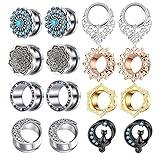 TIANCI FBYJS 8 Pairs Stainless Steel Gauges for Ear Tunnels and Plugs for Women Body Piercing Earrings Stretcher Kit Set Black Cat