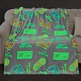 Gaming Blanket Gifts Toys for Boys - Glow in The Dark Game Controller Gamer Throw for Kids Age 1-14 Year Old Teens Child Toddler Son Birthday Christmas Valentines Easter Party Favors Presents 50"x60"
