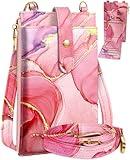 Miss Adola Phone Purse Crossbody Bags for Women - Leather Small Cell Phone Wallet RFID Blocking with Card Slots & Adjustable Strap Cute Designer Aesthetic Cross Body Bags, PK Watercolor
