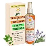Natural Lice Prevention and Repellent Spray for Kids Hair – Made with Essential Oils, Detangles and Conditions, Only 5 Oil Ingredients - Tea Tree, Rosemary, and Lavender Oils by Ella’s Kids