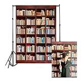 AOFOTO 5x7ft Bookshelf Background Bookcase Photography Backdrop School Library Book Store Kid Boy Girl Student Teen Adult Portrait Zoom Meeting Photoshoot Studio Props Video Drape Seamless Wallpaper