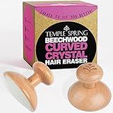 Temple Spring Curved Crystal Hair Remover Stone - Painless Hair Removal for Silky Smooth Legs, Back and Body - Exfoliating Beechwood Stone