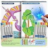 Lifelines FlowArt Activity Pad, UV Art 2-Pack - Guided Art Meditations with Illuminating Marker - Color by UV Light Coloring Books for Teens, Adults & Seniors