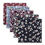 GHTIYLP 5 Pcs Floral Cotton Pocket Squares for Men, Flower Men's Handkerchiefs for Wedding Groom Party Daily (Style 02-5pcs)