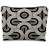 RYYCDOI Abstract Beige and Black Makeup Bag, Modern Minimalist Art Deco Cosmetic Bags for Women, Mid Century Modern Zipper Makeup Pouch