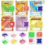 AuroTops Valentines Day Cards for Kids, 24 Pack Balance IQ Maze Game Toy Set with Valentines Day Cards for Valentine School Party Favors for Kids Boys Girls, Kids Exchange Valentines Day Gifts