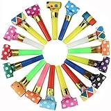 DEMOCRATIDO 25 PCS Party Blower Blowouts Noisemakers Funny Party Blowouts Blow Horns Colorful Birthday Blow Horns Whistles New Years for 2025 Party Noisemakers Whistles Favors Noise Makers