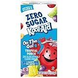 Kool-Aid Tropical Punch Zero Sugar Powdered Soft Drink Mix, 6 ct On-the-Go-Packets