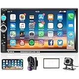 Podofo Car Stereo Double Din Car Radio 7 Inch MP5 Player with HD Touch Screen Digital Display Bluetooth Multimedia Support PhoneLink USB SD Aux-in 2 Din Autoradio with Backup Camera