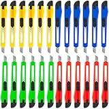 24Pack Box Cutters (9MM Wide Blade Cutter 4 Color) Utility Knife Retractable Compact Extended Use for Office, Home, Arts Crafts, Hobby