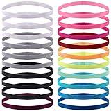 Duufin 20 Pieces Elastic Headbands Non Slip Sport Headband Colorful Workout Headband Sweatband Fashion Yoga, Running Elastic Sports Headbands for Women, Men and Girls, 14 Colors