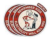 IMPERIAL VIBES - Remember Kids Electricity Will Kill You Sticker – Vinyl Decal for Window – Removable Waterproof Sticker for Van Bumper – Useable Indoor & Outdoor – Easy use for Car, Van, & SUV–Imp 10