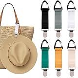 rerekiki 6 Pcs Hat Clip for Travel on Bag, Beach Vacation/Cruise Essentials Hats Holder, Strong Grip Space-saving Hat Clips Travel Accessories for Women/Family