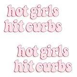 2PCS Car Stickers Decal, Hot Girls Hit Curbs Car Sticker, Funny Bumper Stickers for GenZ Ladies Driver, Vinyl Waterproof Stickers Decal, Gifts Idea Sticker for Cars Trucks Motorcycles