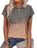 Alaroo Tshirts Shirts for Women Crew Neck Short Sleeve Tops Trendy Tunic Blouses Print 16 M