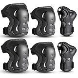 Kids/Youth/Adult Knee Pads Elbow Pads with Wrist Guards Protective Gear Set 6 Pack for Roller Skating Skateboard Cycling Skating Bike Scooter Riding Sports