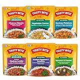 Tasty Bite Variety, Pack of 6, Bombay Potatoes, Kashmir Spinach, Punjab Eggplant, Channa Masala, Madras Lentils, Vegetable Korma