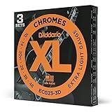 D'Addario Guitar Strings - XL Chromes Electric Guitar Strings - Flat Wound - Polished for Ultra-Smooth Feel and Warm, Mellow Tone - ECG23-3D - Extra Light, 10-48, 3-Pack