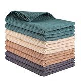 PY HOME & SPORTS 8 Pack Cotton Waffle Weave Kitchen Towels 17 x 25, Super Absorbent Kitchen Hand Dish Cloths for Drying and Cleaning (Beige, Khaki, Teal, Dark Grey)