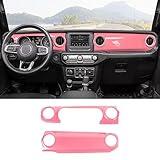 RT-TCZ Center Console Trim Cover Dashboard Control Panel Cover Decorative Interior Accessories for Jeep Wrangler JL JLU & Gladiator JT 2018-2022,Pink