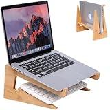 YOCAHAOY Wooden Laptop Stand,Wooden Vertical Laptop Stand for Desk,Bamboo Laptop Stand Compatible with MacBook Air Pro/Dell XPS/Surface pro/HP/Pixelbook/Lenovo,More Laptops13-18.6inch